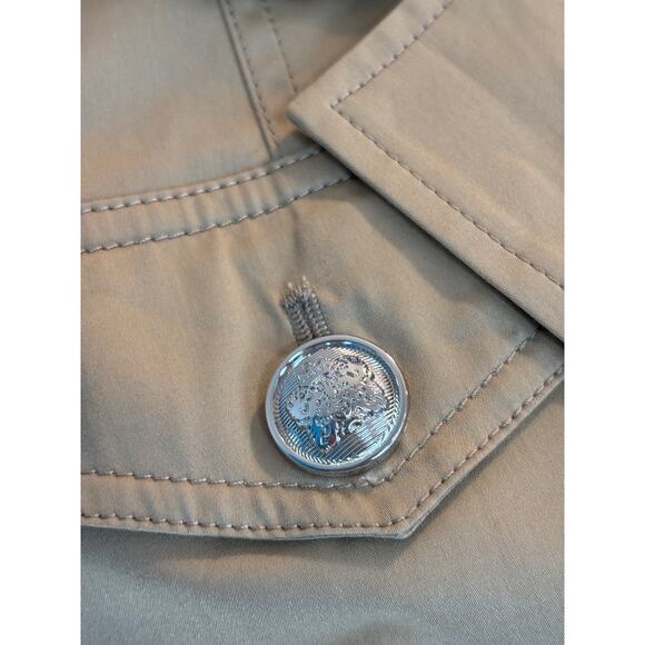 EUC! DEREK LAM Collective Cropped S/S Wrap Jacket Khaki Cotton Utility 42 S - Picture 5 of 12